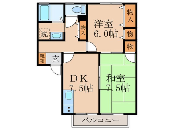 ハイカムール八科Ａ棟の物件間取画像